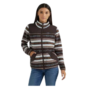 112356674 Wrangler Women's Southwestern Contrast Full Zip Sherpa Jacket - Serape Brown