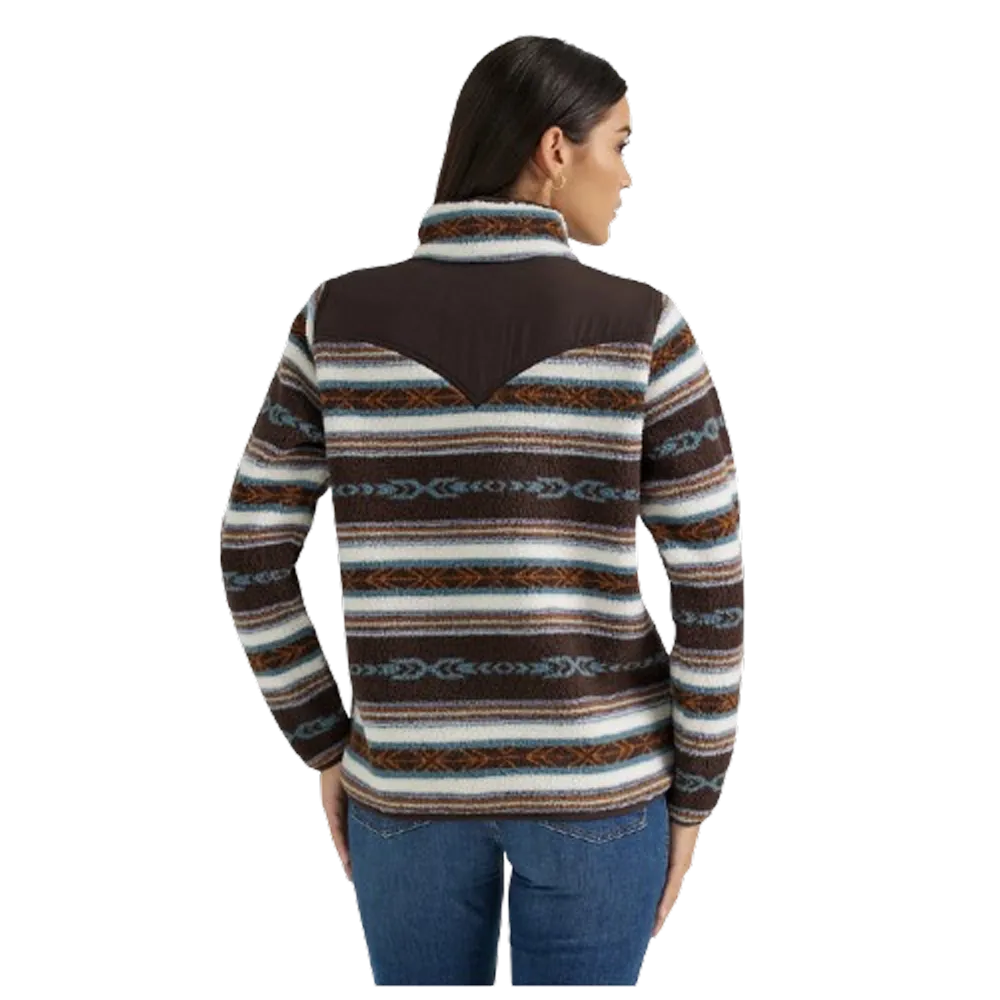 112356674 Wrangler Women's Southwestern Contrast Full Zip Sherpa Jacket - Serape Brown