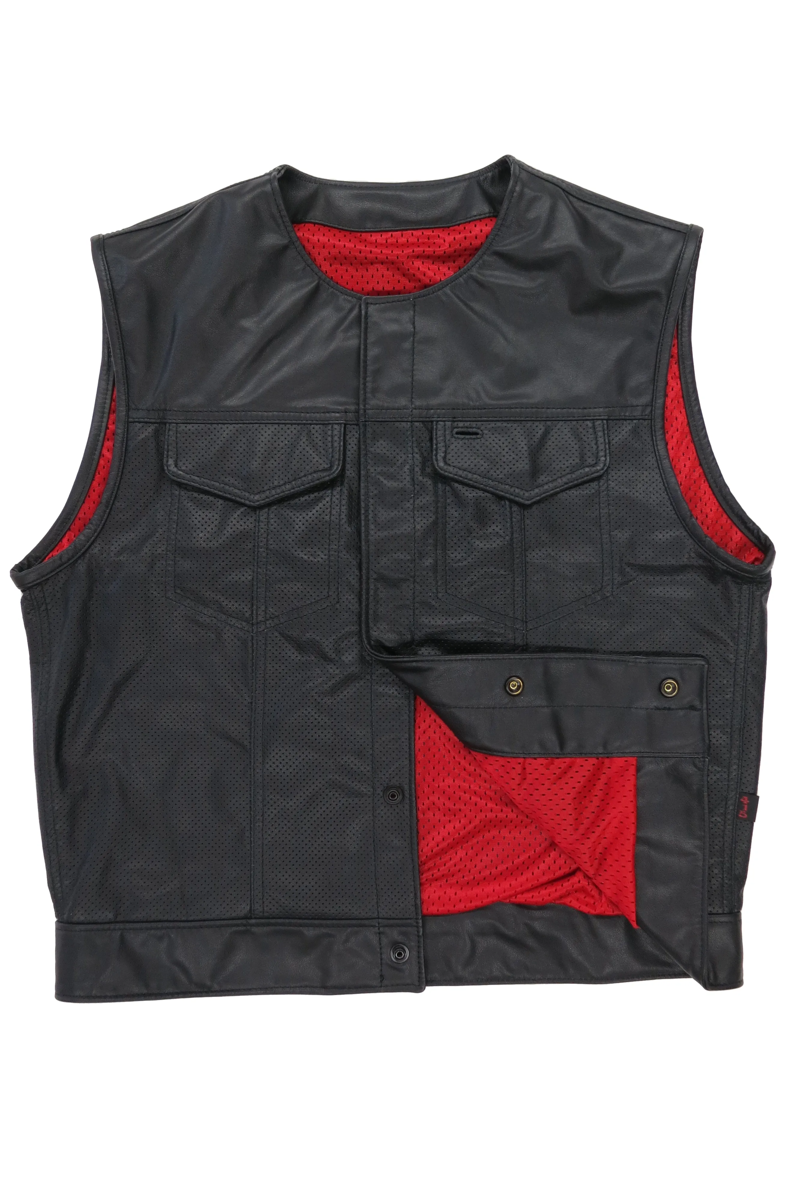 415 Leather Perforated Cowhide Club Style Vest with Snaps