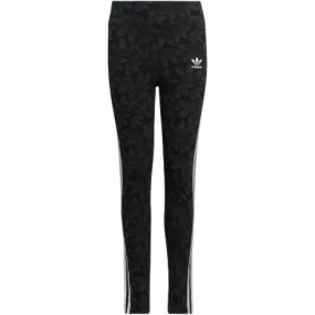 Adidas Kid's High Waisted Allover Print Leggings - Carbon / Black / White