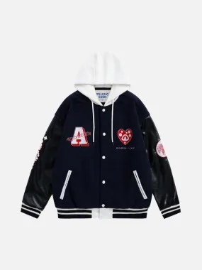 Aelfric Eden Color Blocking Hodded Varsity Jacekt