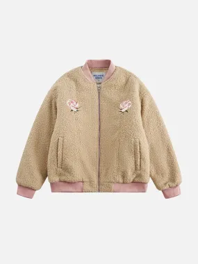 Aelfric Eden Embroidery Rose Sherpa Coat