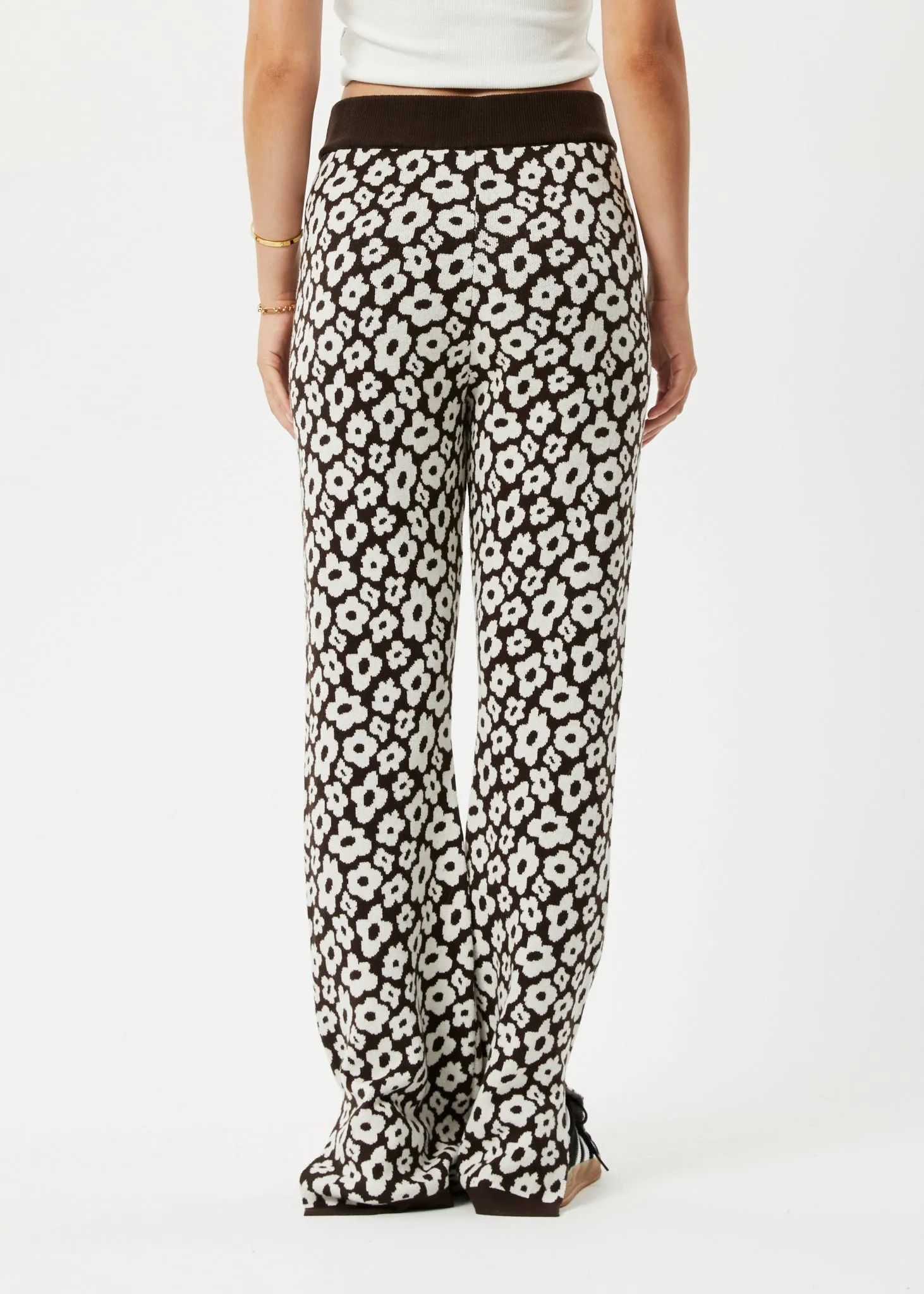 AFENDS Womens Alohaz - Knit Floral Pants - Coffee