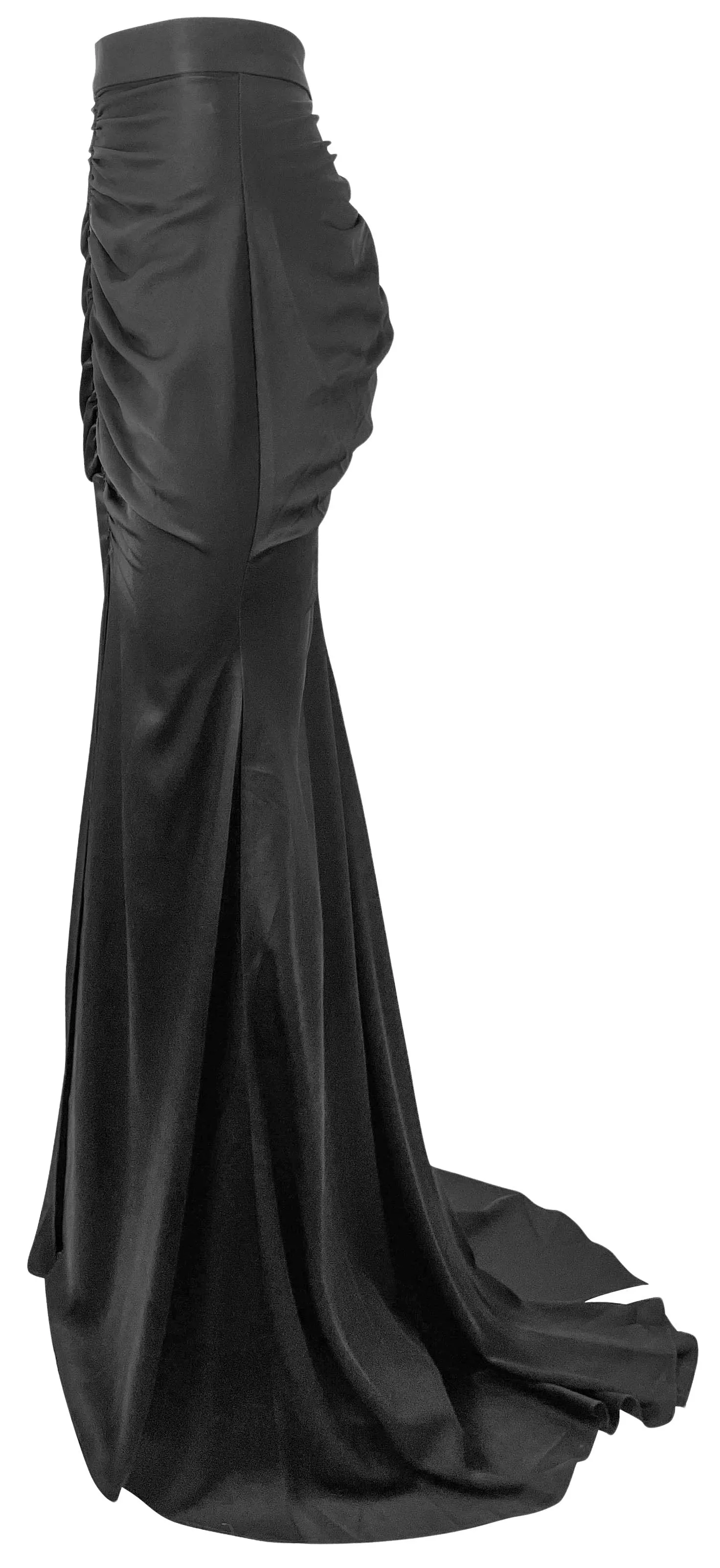 Alex Perry Sutton Satin Ruched Maxi Skirt in Black