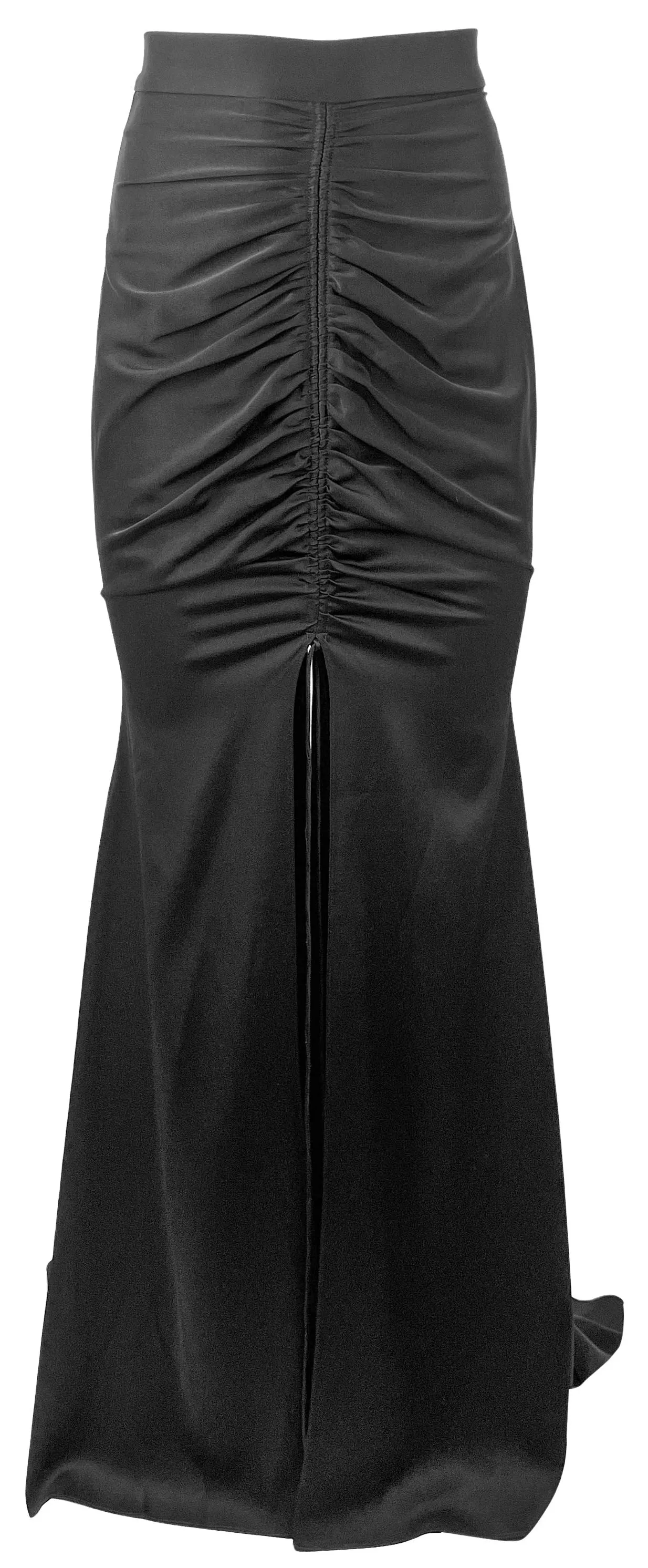 Alex Perry Sutton Satin Ruched Maxi Skirt in Black