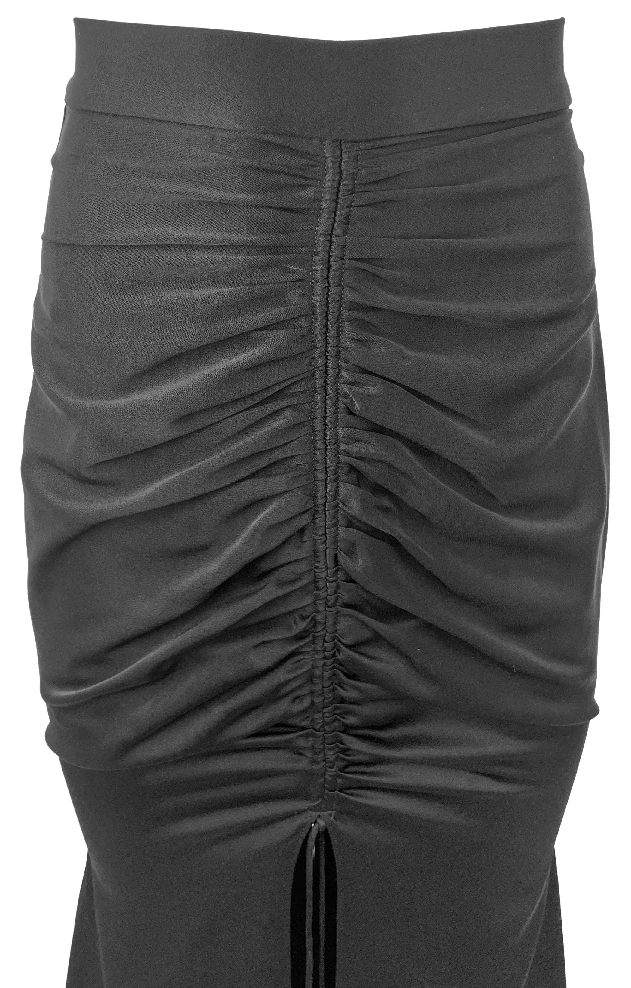 Alex Perry Sutton Satin Ruched Maxi Skirt in Black