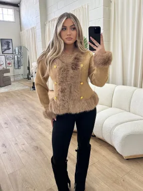 ANGELINA CAMEL FAUX FUR JACKET