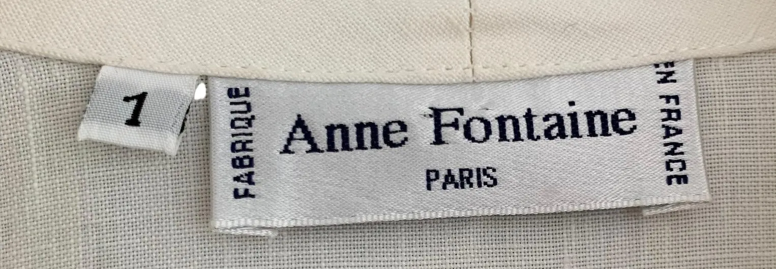 Anne Fortaine Single Breasted 100% Linen Jacket Cream Size 1 UK Size 12