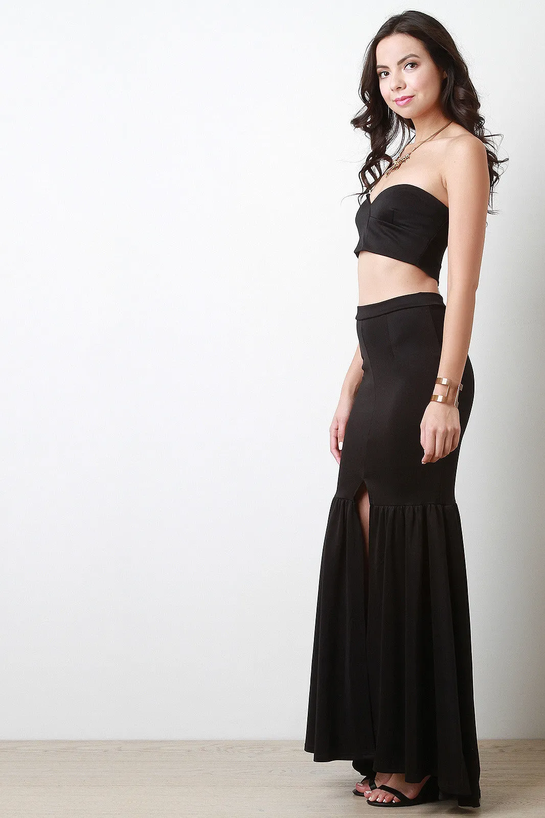 Asymetrical Tube Top And Maxi Mermaid Skirt Set