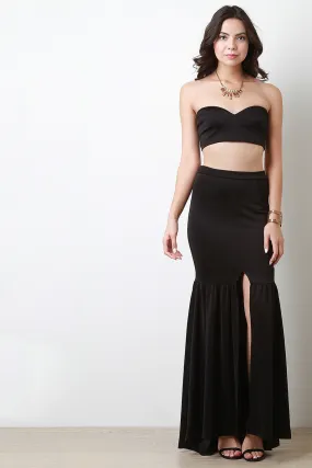 Asymetrical Tube Top And Maxi Mermaid Skirt Set