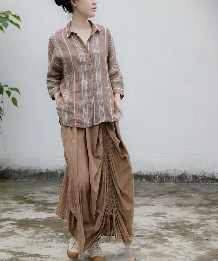 Asymmetrical Cotton Linen Skirt | Lotus