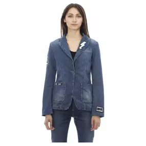 Baldinini Trend Blue Cotton Women Jacket