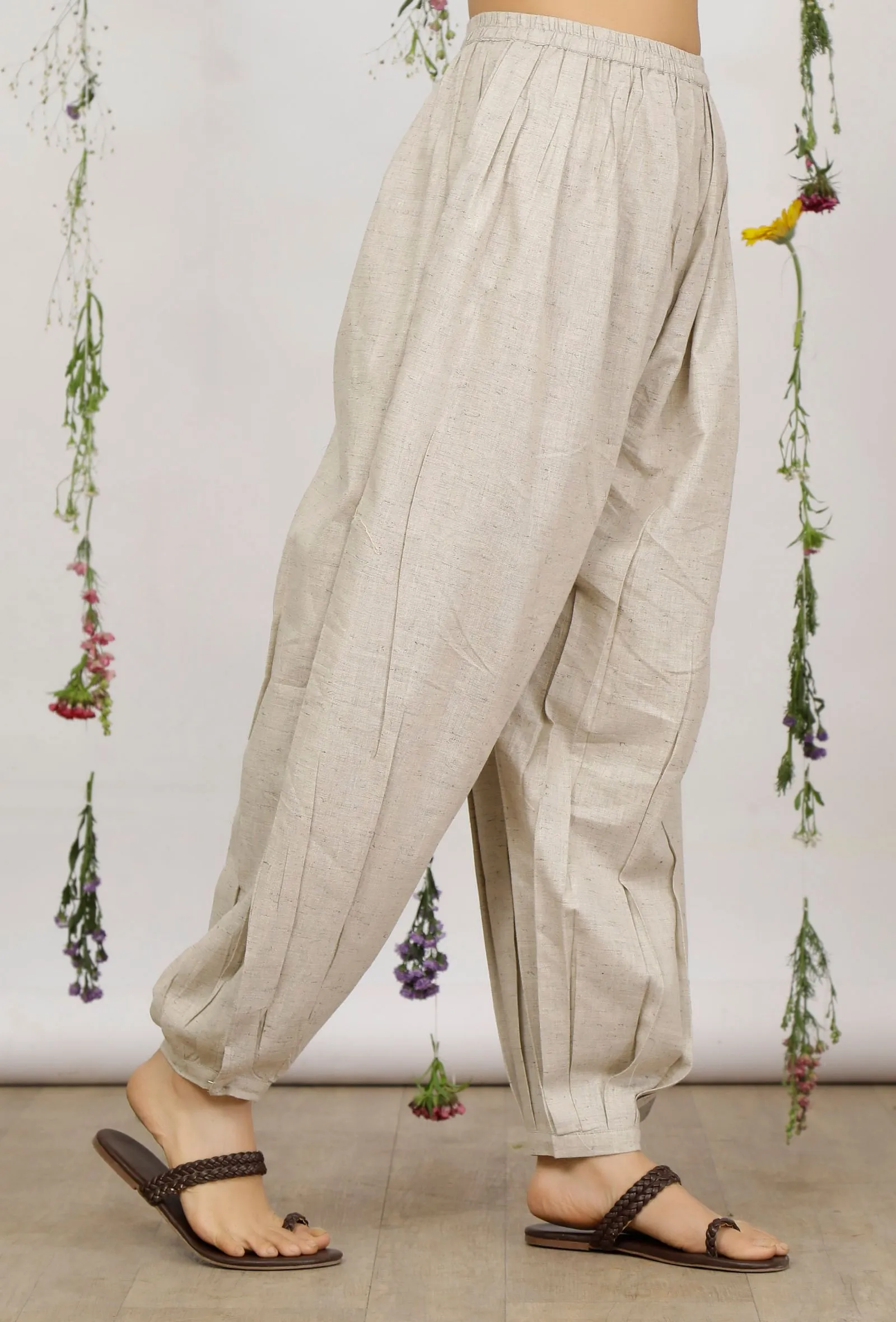 Beige Cotton Khaadi Harem Pants