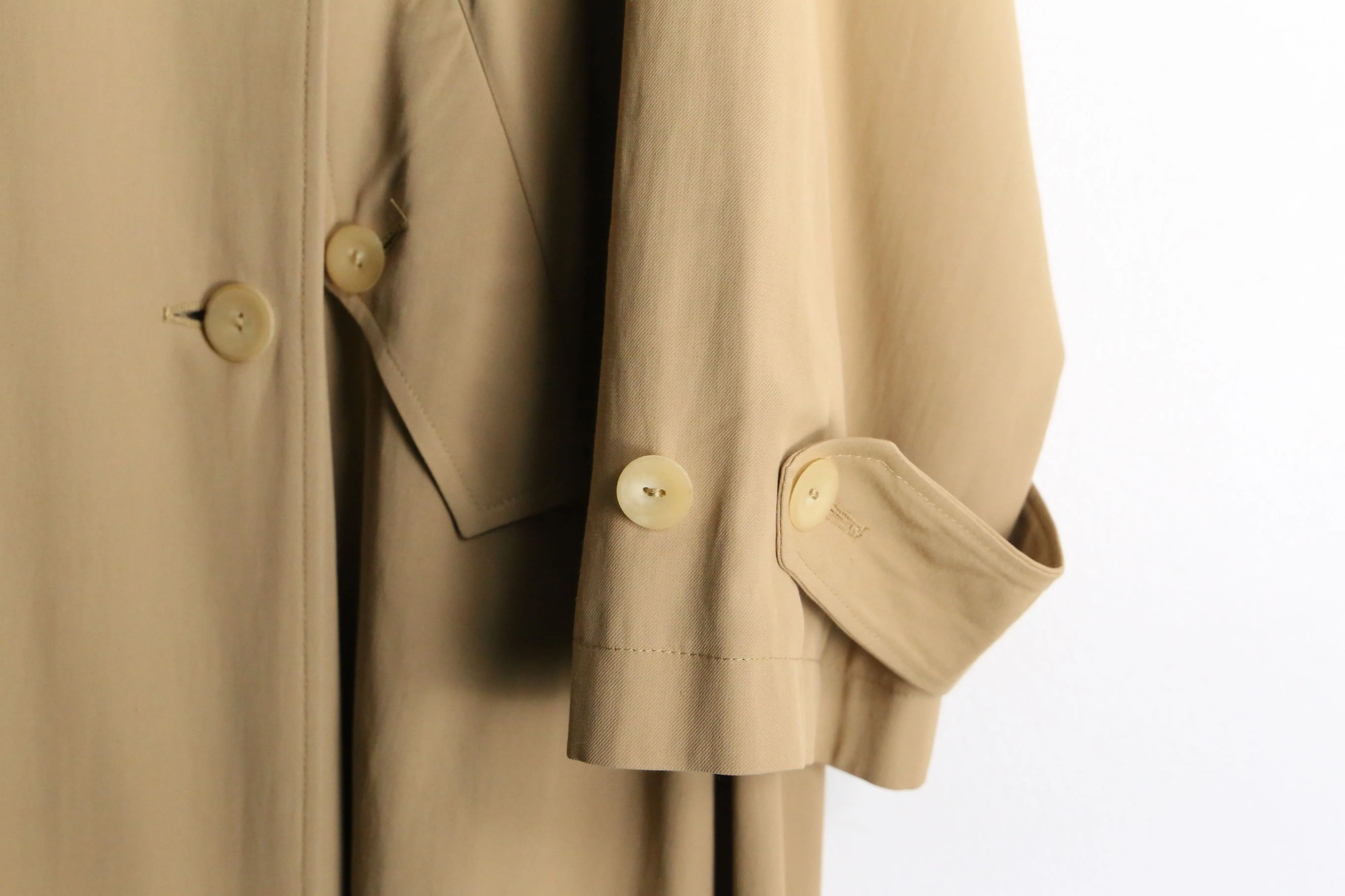 beige drape silhouette long trench coat