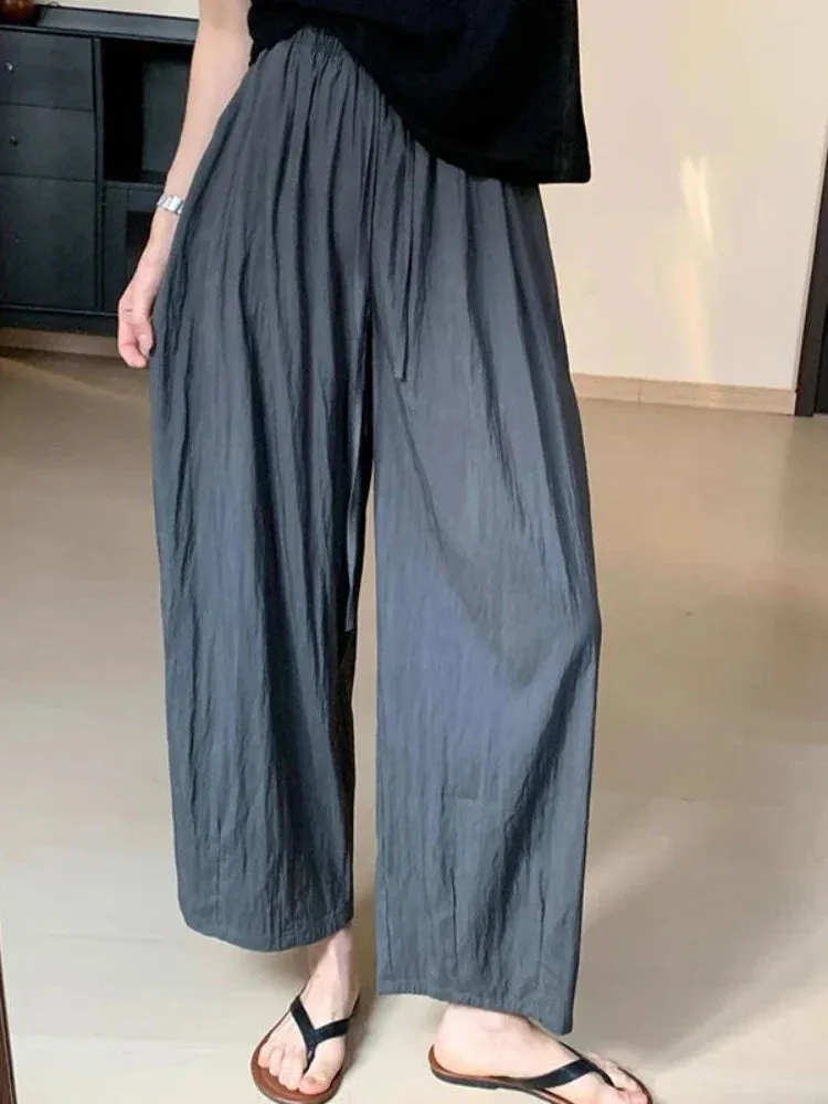 Beige Harem Women Baggy Wide Leg Summer Streetwear High Waist Pants