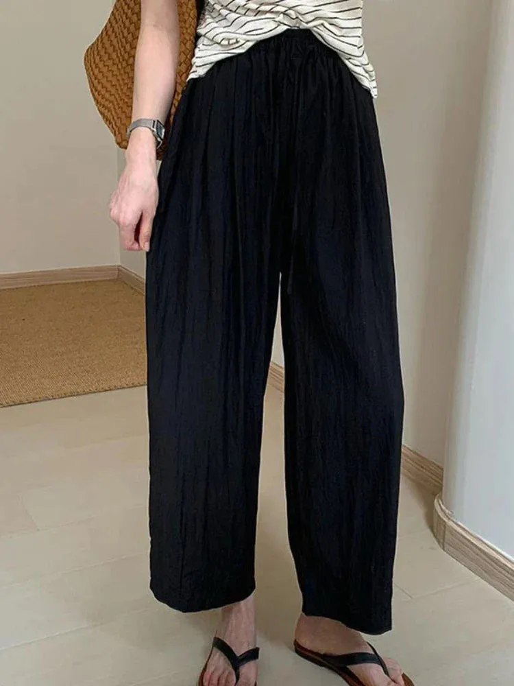 Beige Harem Women Baggy Wide Leg Summer Streetwear High Waist Pants