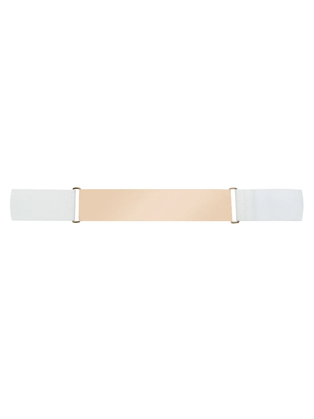 Berrylush Women White Elastic Strap Golden Buckle Belt