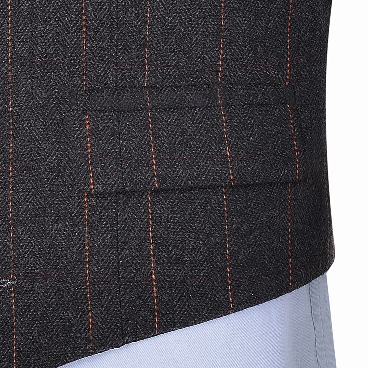 Black Casual Men's Suit Vest Plaid Notch Lapel Waistcoat