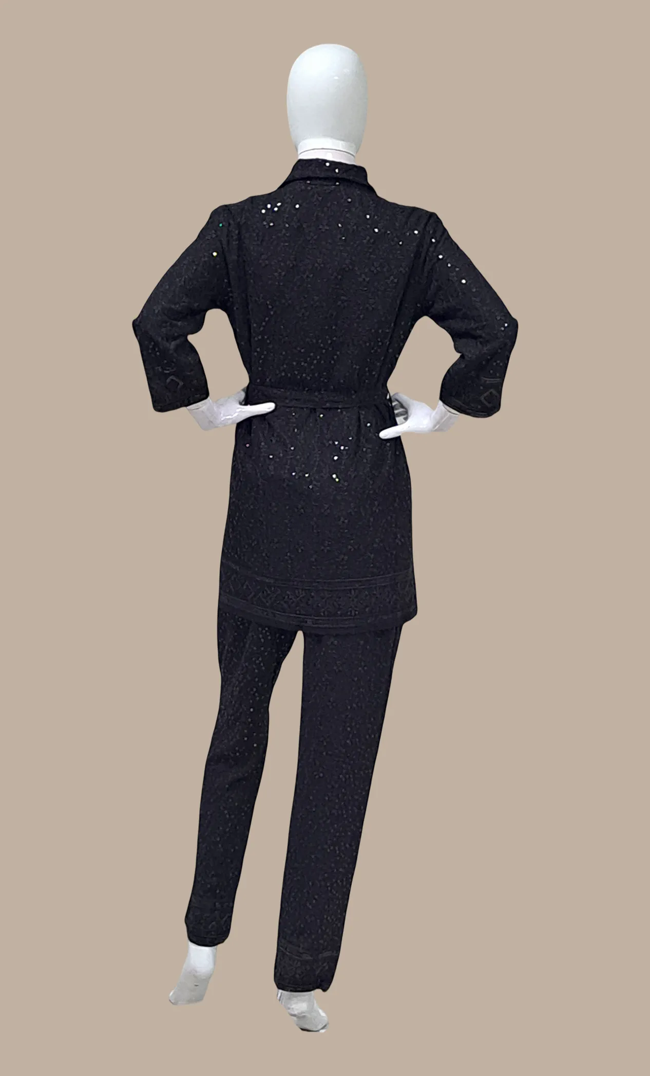 Black Embroidered Fusion Kurti & Pants