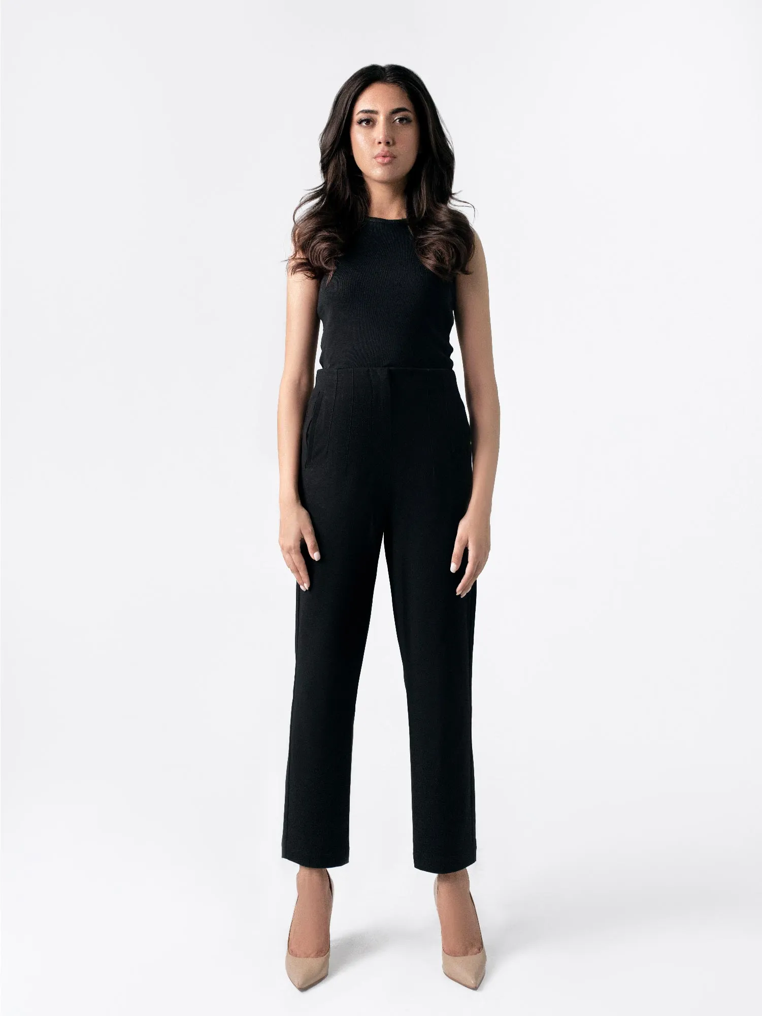 Black High Waist Fitted Pants