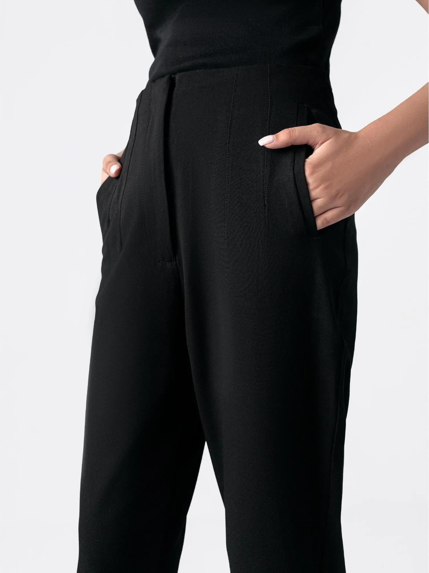 Black High Waist Fitted Pants