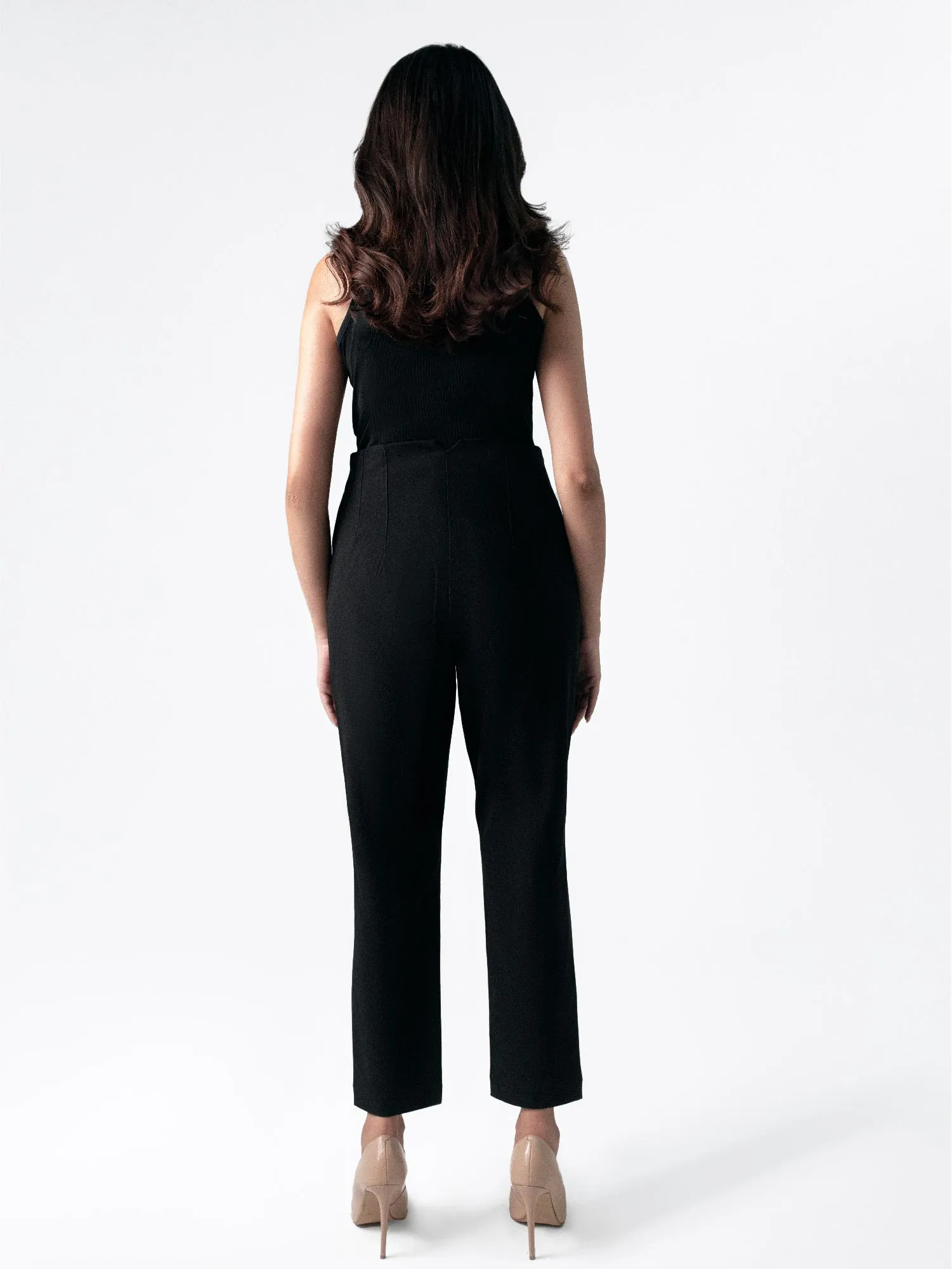 Black High Waist Fitted Pants