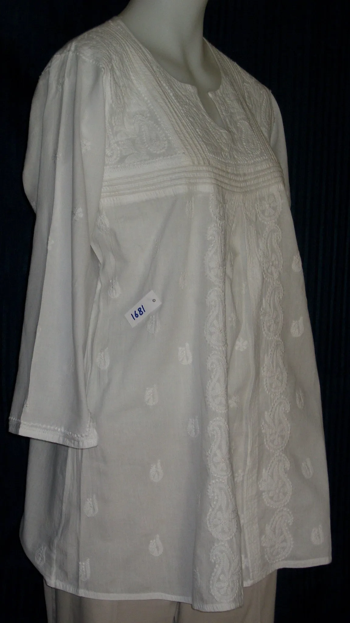 Blouse 1679 Kurti White Cotton Tunic Shieno Sarees Pleasanton