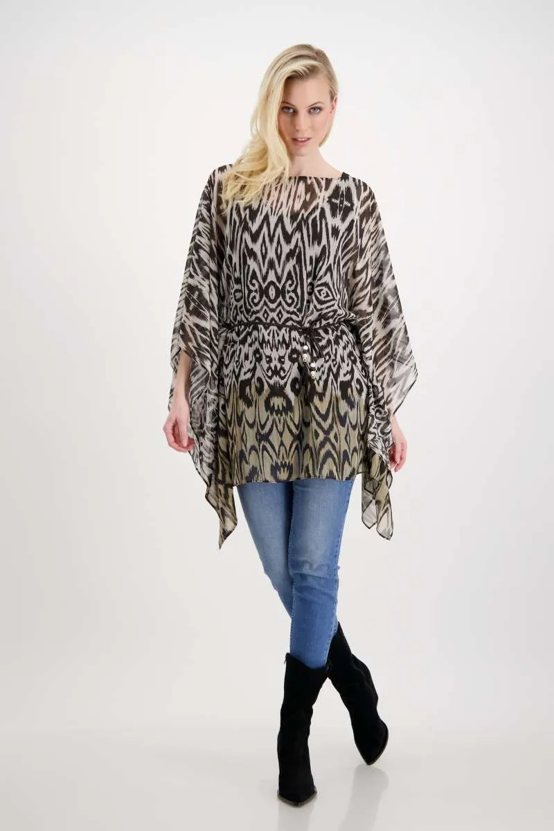 Blouse Ikkat Print in Mustang Pattern 407330MNR by Monari  - OUTLET SALE