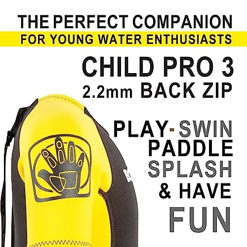 Body Glove Child's Back Zip Pro 3 Spring Suit, Yellow/Black, C4 2.2mm - Kids Suit Girls Swim Wear Shorty Sleeve Neoprene Open Water Thermal Short Pants Legs One Piece Childrens Bodysuit (14158C-C4-YEL/BLK)