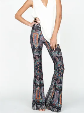 Bohemian Style Wide Leg Elastic Stretch Flare Pants