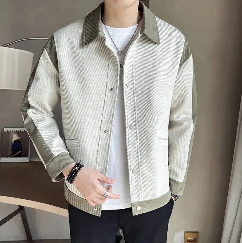 Bonsir Spring New Color-blocking Design Jacket Men Fashion Casual Lapel Coat Streetwear Outwear Jaqueta Masculina Men Clothing