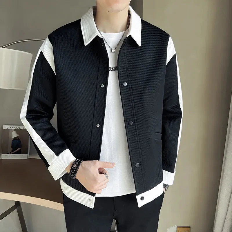 Bonsir Spring New Color-blocking Design Jacket Men Fashion Casual Lapel Coat Streetwear Outwear Jaqueta Masculina Men Clothing