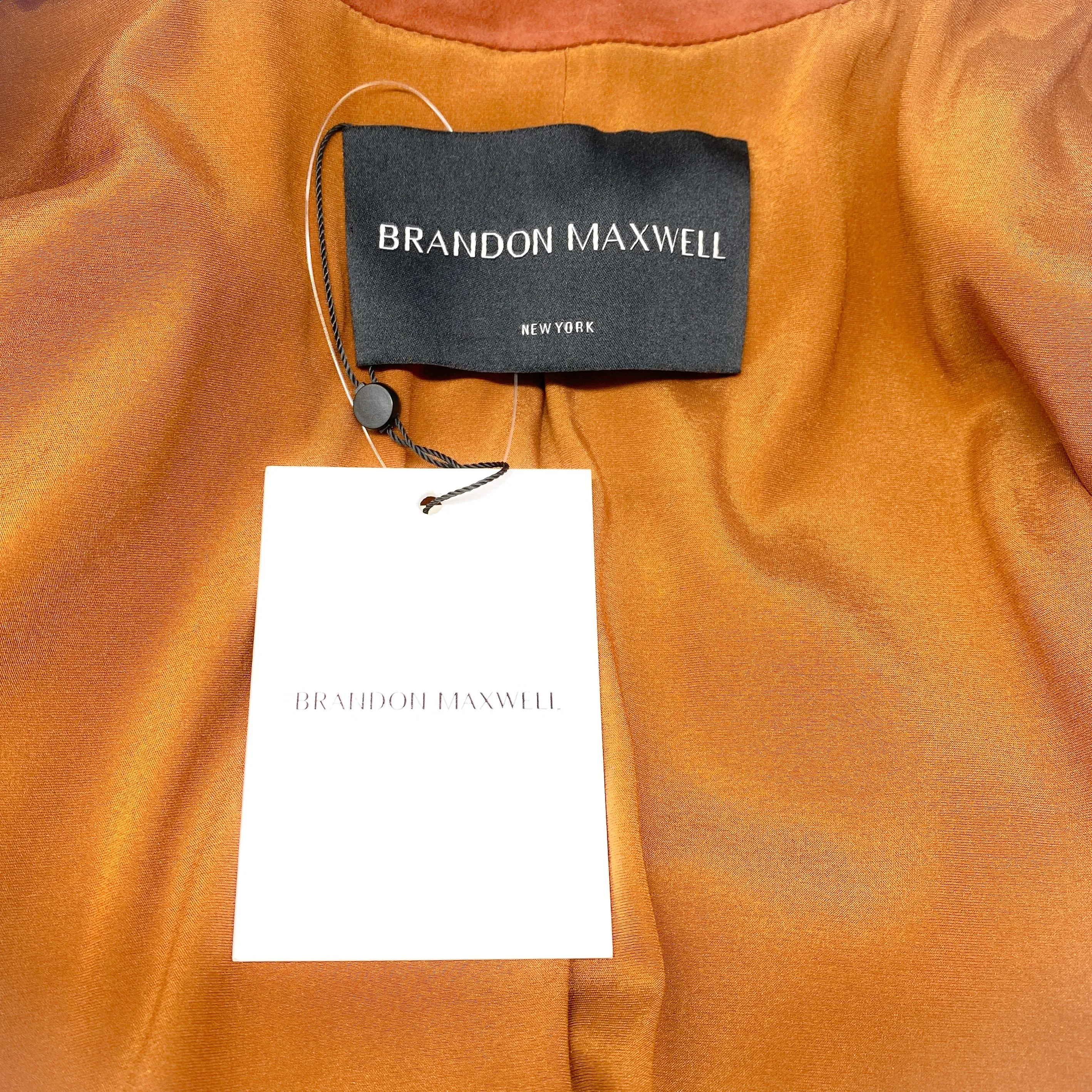 Brandon Maxwell Caramel Suede Double Layer Moto Jacket