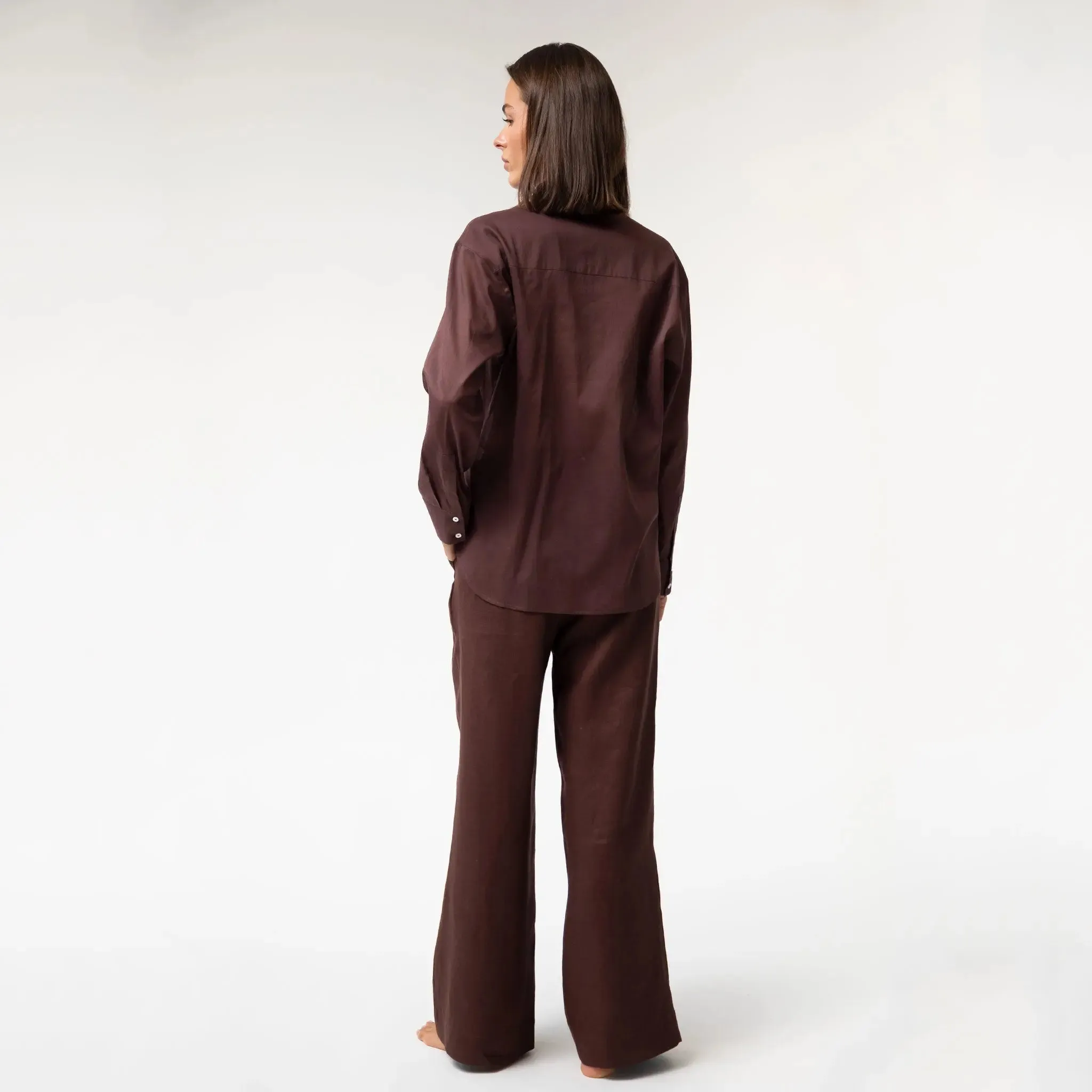 Brown Heavy Linen Wide-Leg Pants Perfect Days