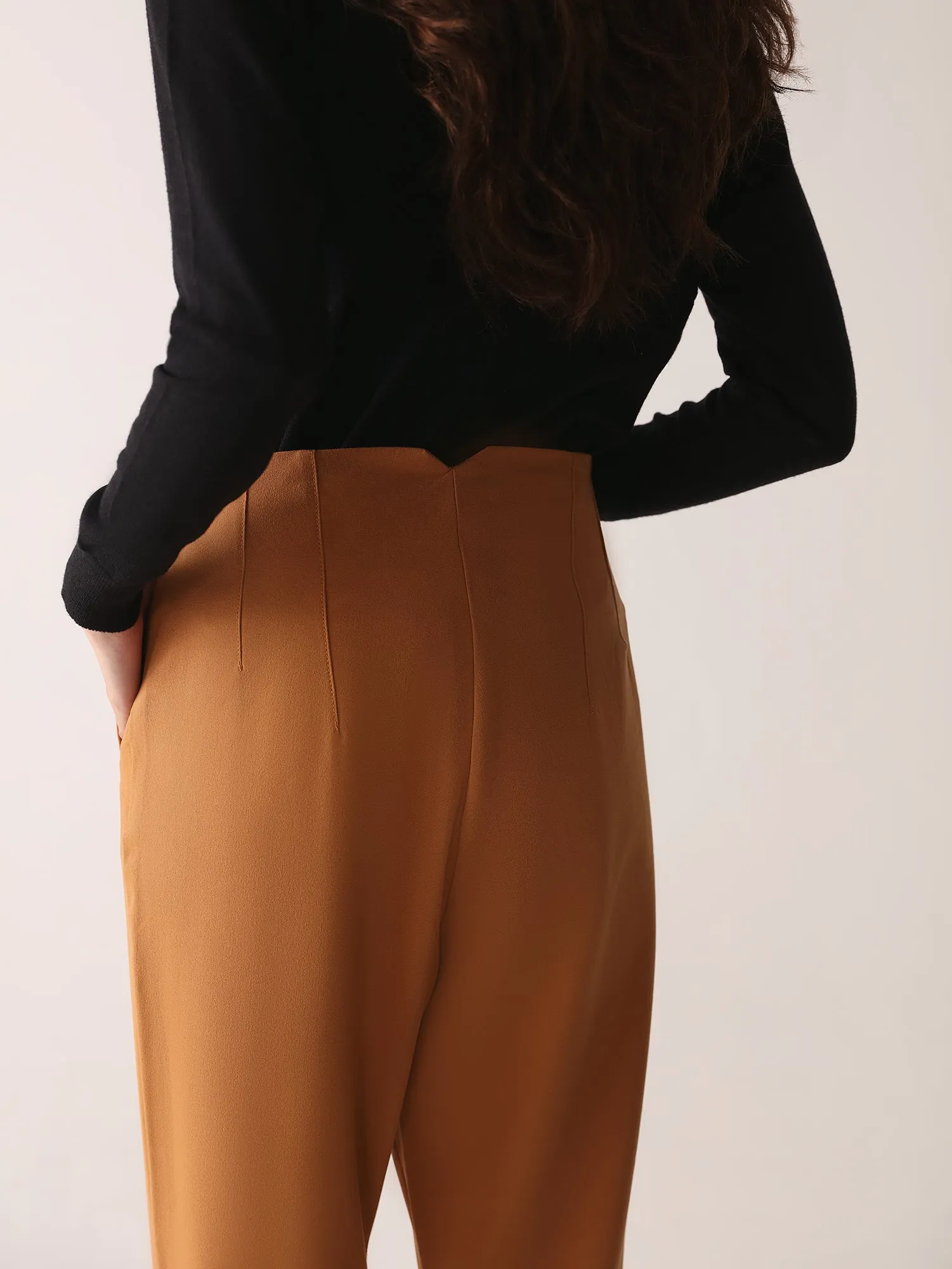 Brown Sugar High Waist Beltless Pants