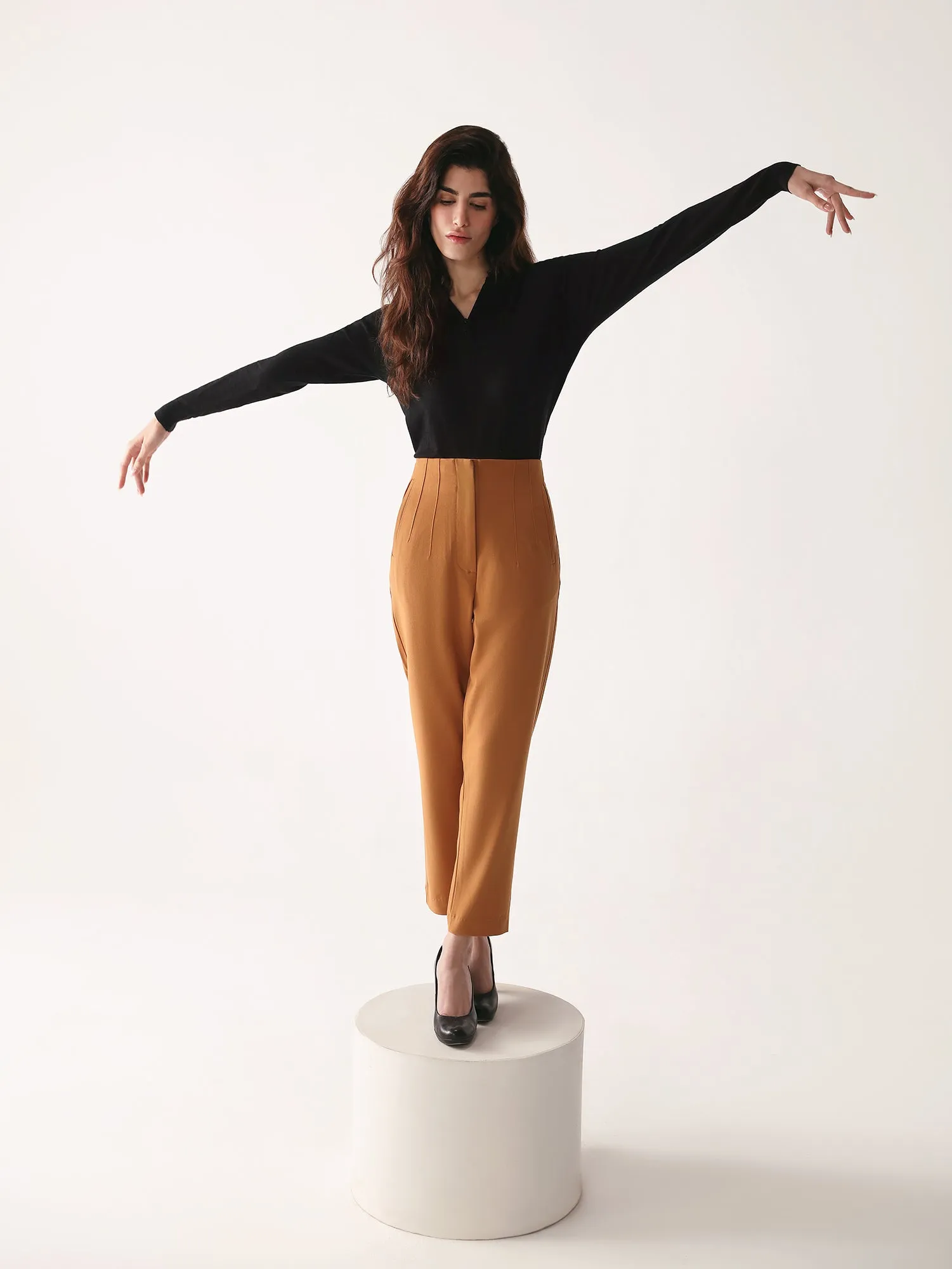 Brown Sugar High Waist Beltless Pants