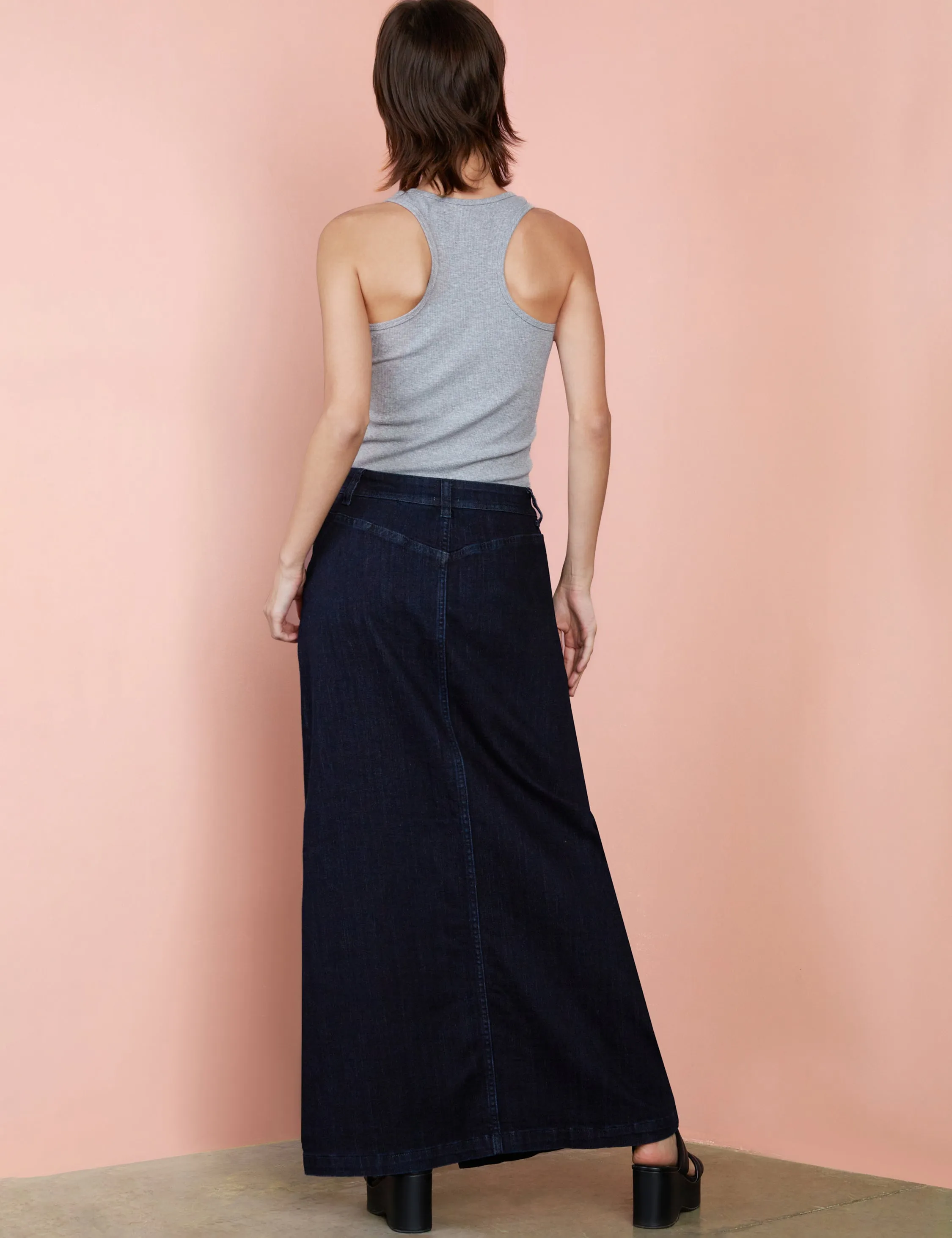 Button Front Maxi Skirt