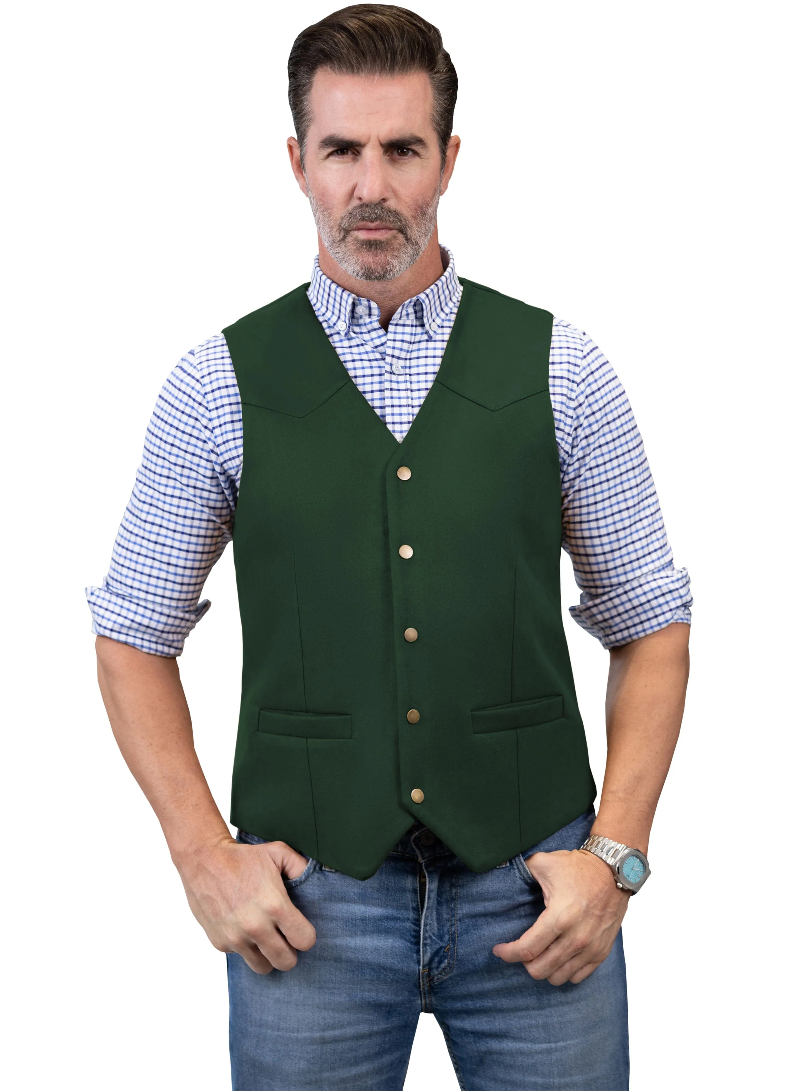 Casual Men's Suede Fashion Cowboy Suit Solid Vest V Neck Waistcoat