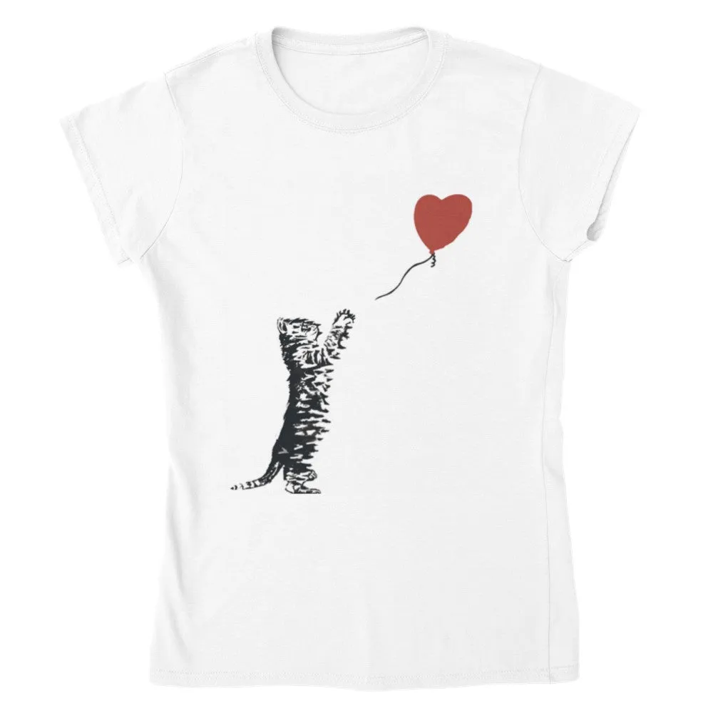 Cat with Balloon, Banksy Inspired Ladies T-Shirt