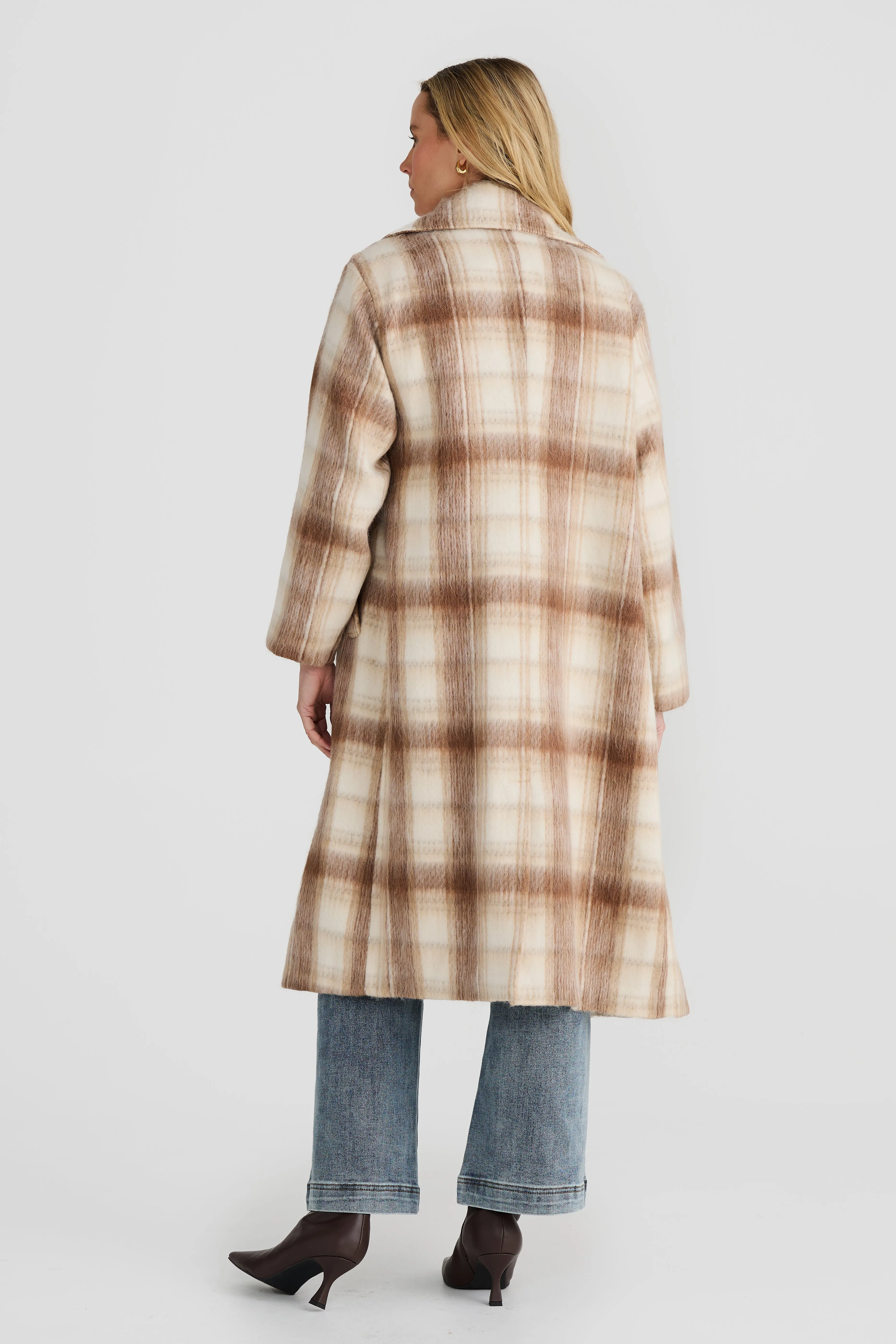 Core Oversized Coat - Latte Check