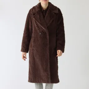 Deep Wood Faux Fur Midi Coat