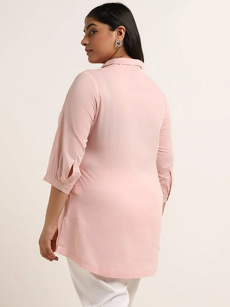 Diza Blush Pink Embroidered Cotton Tunic