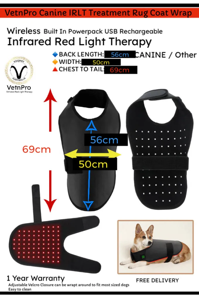 Dog Pet WIRELESS Infrared Light Therapy Pain Relief Healing LED Coat Rug Now in 2 SIZES