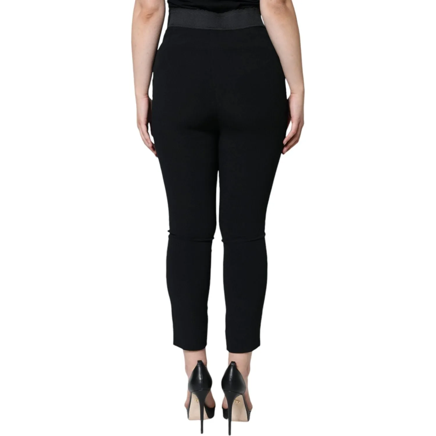 Dolce & Gabbana Black Viscose High Waist Tapered Pants