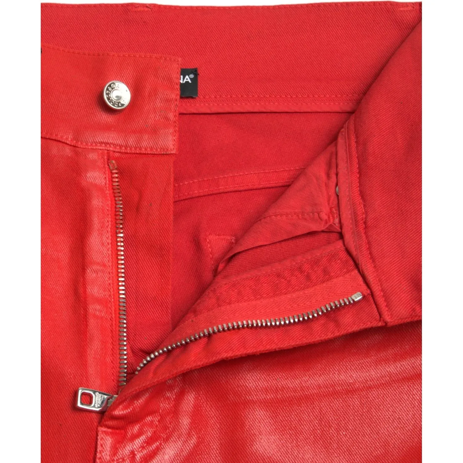 Dolce & Gabbana Elegant High-Waist Stretch Denim in Red