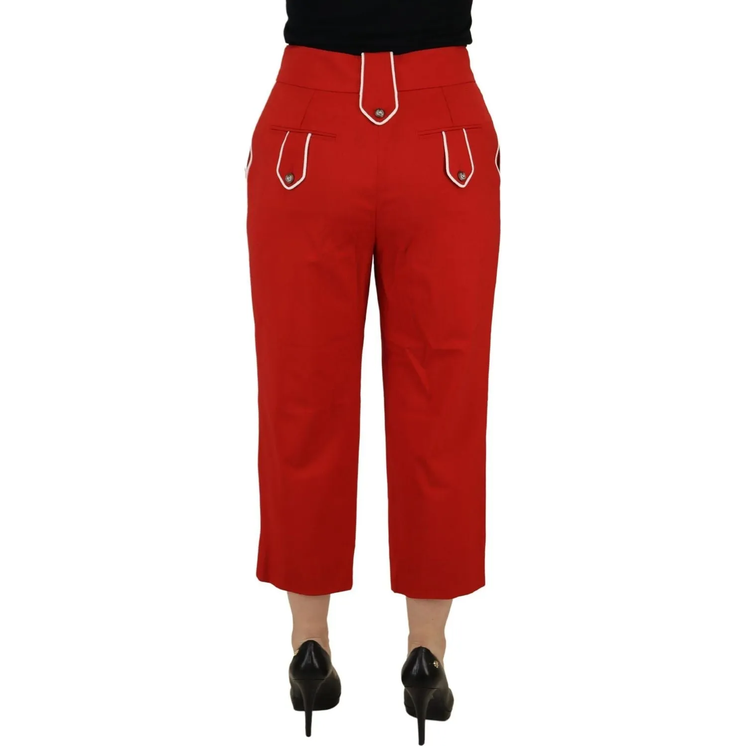 Dolce & Gabbana Elegant Red High-Waist Cropped Pants