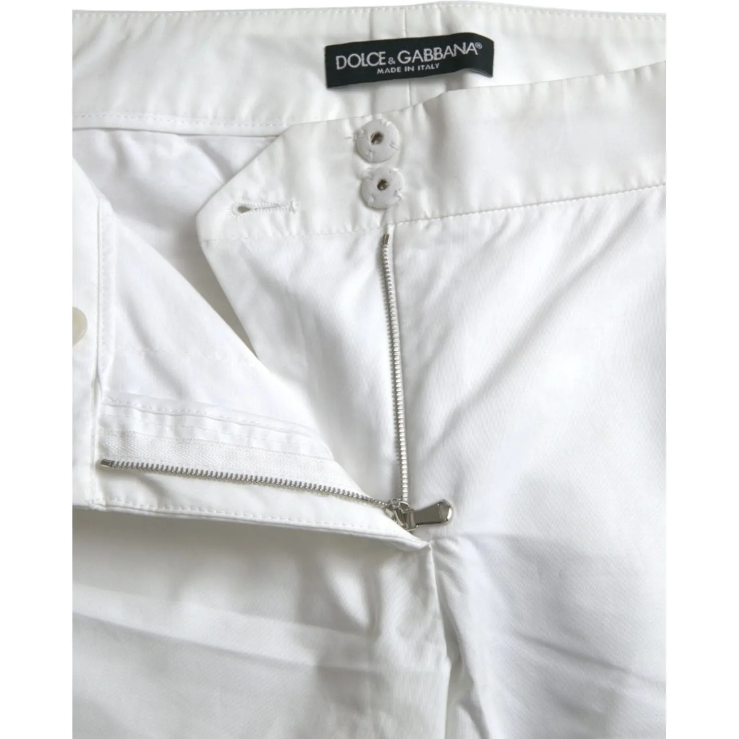 Dolce & Gabbana Elegant White Tapered Mid Waist Pants