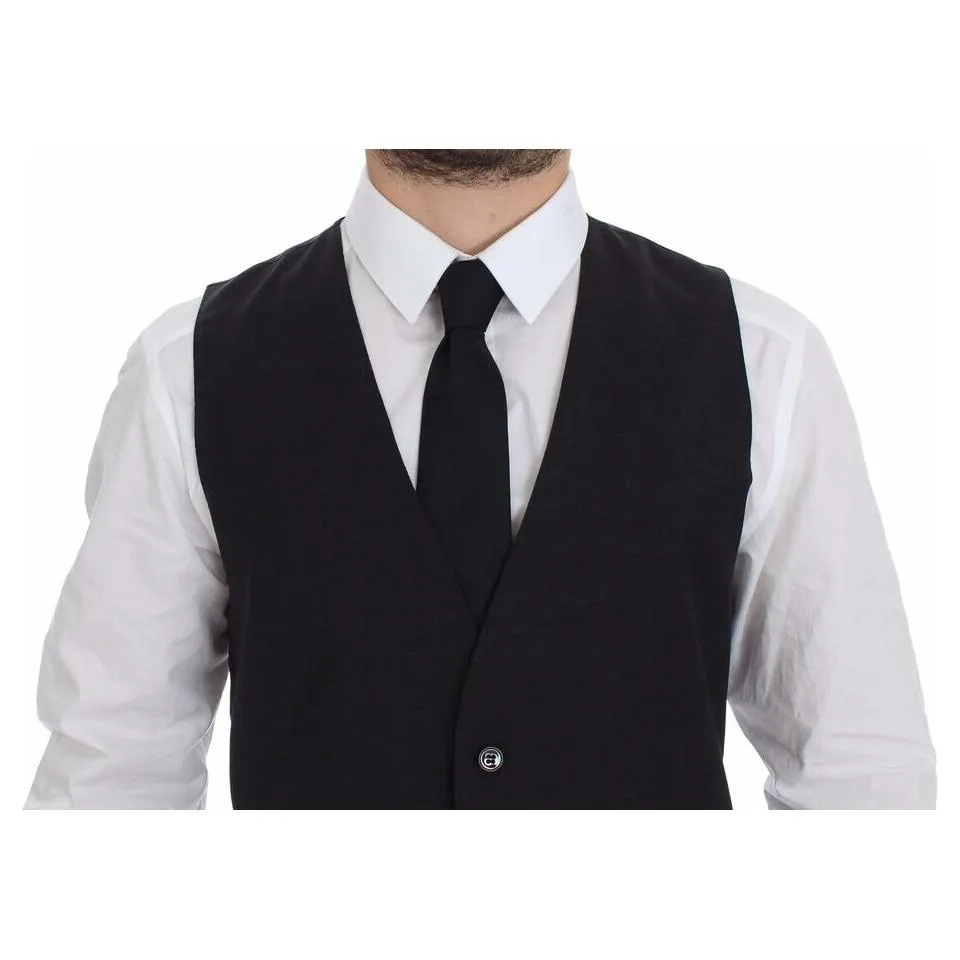 Dolce & Gabbana Sleek Gray Wool Dress Vest