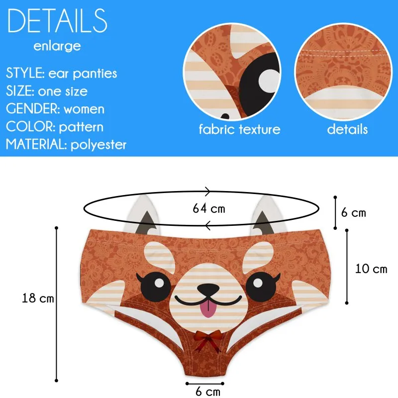 Ear Pantie - Fiesty Red Panda (6-10 UK Size)