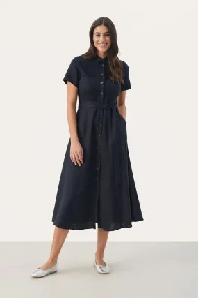 Eflin Navy Linen Dress